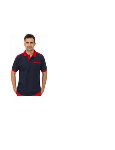 POLO CARGO CON BOLSILLO MANGA CORTA AZUL/ROJO L