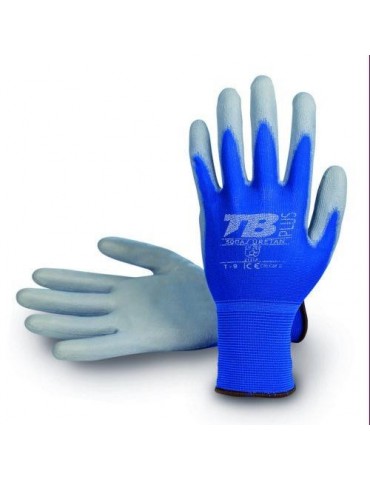 GUANTE NYLON AZUL POLIURETANO GRIS 500AZ URETAN-10