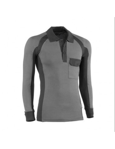 POLO PIQUE MANGA LARGA FLEX GRIS/NEGRO 671-S