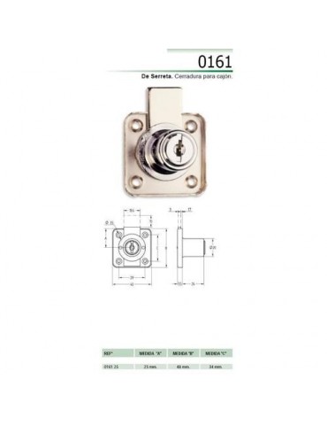 CERRADURA SOBREPONER CAJON CROMO 161/25