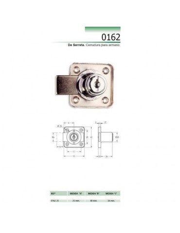 CERRADURA SOBREPONER ARMARIO CROMO 362/25