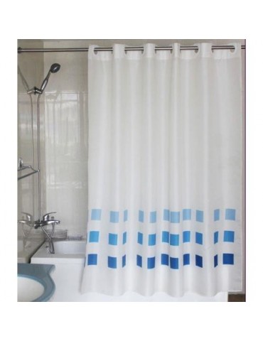 CORTINA BAÑO LLAS POLIES.180X200 BCO/AZL.ANILLAS