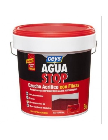 AQUASTOP CAUCHO ACRILICO CON FILTROS 5 KG.ROJO