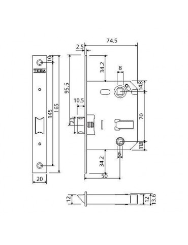 PICAPORTE UNIFICADO 134U/50 ACERO ESMALTADO