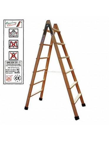 ESCALERA MADERA DOBLE 9-PELDAÑOS CON TACO D9T