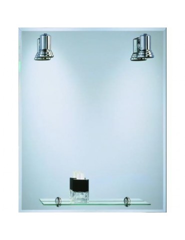 ESPEJO BATHSTAGE BISEL MURAL 60X75 C/FOCOS+ESTANTE