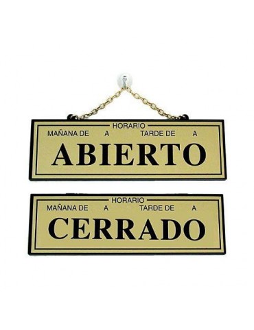 PLACA ABIERTO-CERRADO CON HORARIOLATONADO 109