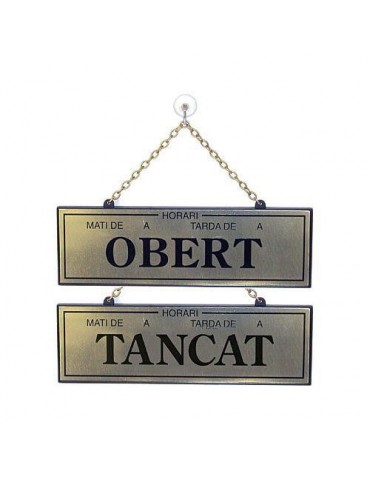 PLACA TANCAT-OBERT CON HORARIO 114 DORADO