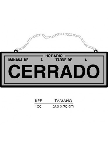 PLACA ABIERTO-CERRADO CON HORARIO PLATA