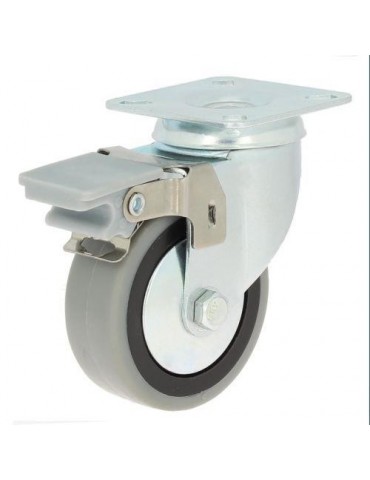 RUEDA CON SOPORTE PLACA ARO GOMA 80 C/FRENO 79330