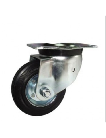 RUEDA C/SOPORTE ARO GOMA/CHAPA 160MM PLACA 75493