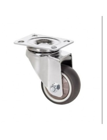 RUEDA GIRATORIA CON PLACA Y GOMA GRIS 40MM