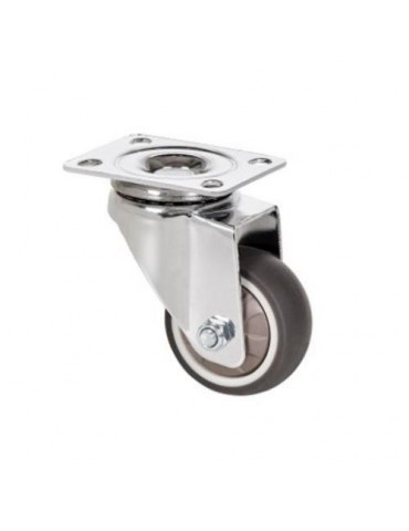 RUEDA GIRATORIA CON PLACA Y GOMA GRIS 60MM