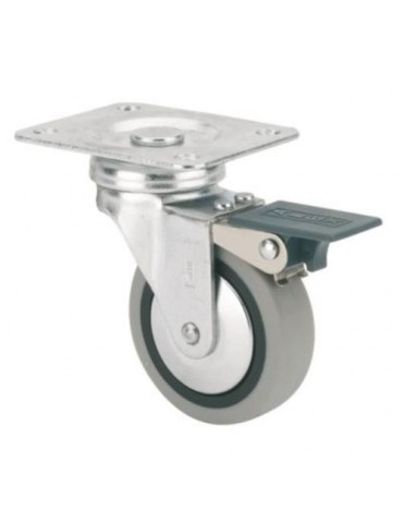 RUEDA GIRATORIA GOMA D60 CON FRENO 1-0549