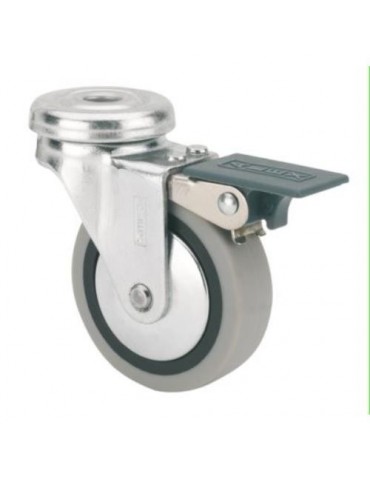 RUEDA GIRATORIA B GOMA D60 CON FRENO 1-0552