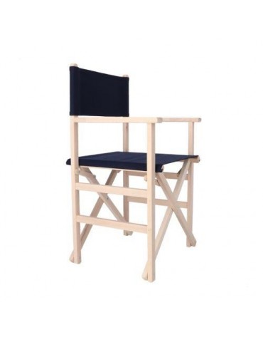 SILLON DIRECTOR SIN BARNIZ LONA AZUL MARINO