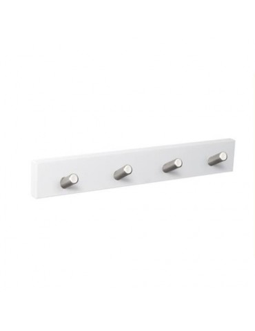 PERCHA PARED BLANCA 4 POMOS INCLINADOS INOX