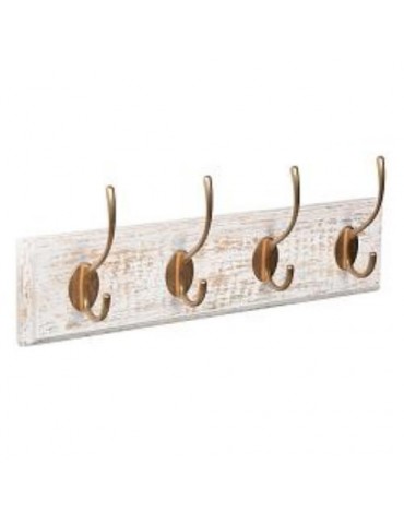 PERCHA PARED MAD.BCO. DESGASTADO 4 GANCHO ORO INCA