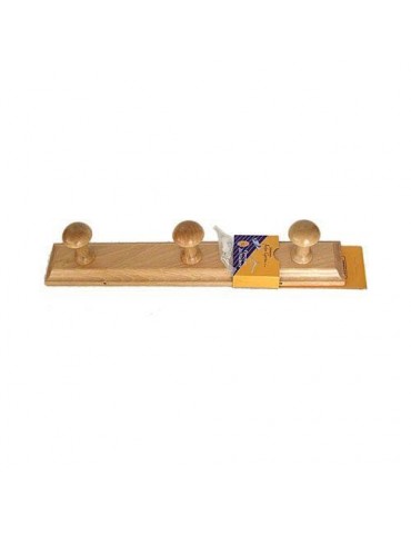 PERCHA MADERA 3 POMOS NATURAL 133