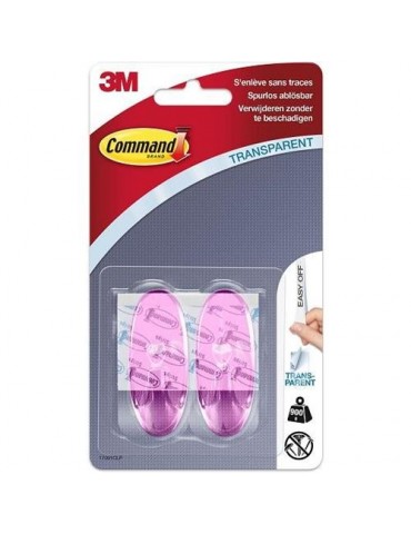GANCHO COMMAND OVALADO ROSA TRANSPARENTE 17091CLP