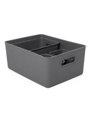 SET 4 CESTAS 1X15L+1X5L+2X1,5L BAOBAB GRIS ANTRA.