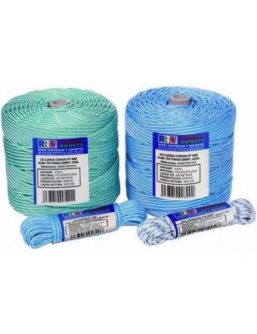 CUERDA TRENZADA ALMA PP. 4 MM. BLC/VERDE 200 M.
