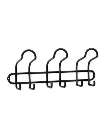 COLGADOR ACERO 3 GANCHOS TRIPLES NEGRO.