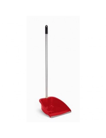 RECOGEDOR C/REGLETA GOMA Y PALO METALICO ROJO 9024