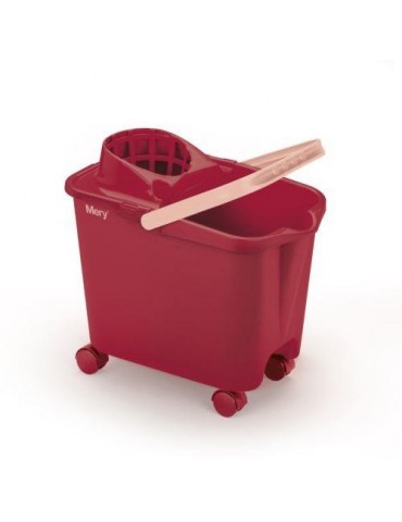 CUBO CON RUEDAS+ESCURRIDOR 14LITROS ROJO 32534