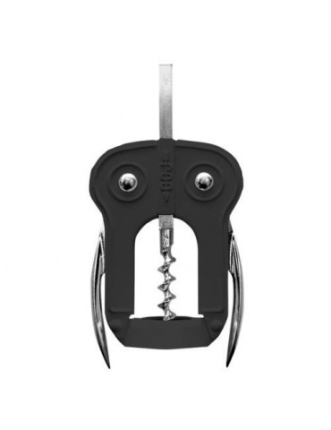 SACACORCHOS DOBLE PALANCA BUHO NEGRO+CORTACAPSULAS