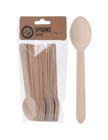 SET 20 CUCHARAS MADERA 16CM