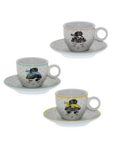 SET 6 TAZAS CAFE CON PLATO PORCELANA 09107