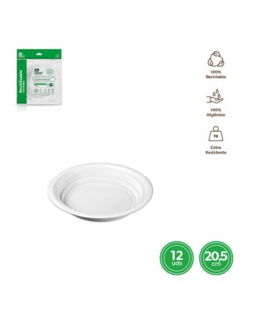 PLATO HONDO REDONDO BLANCO 20.5CM (PACK-12UD)