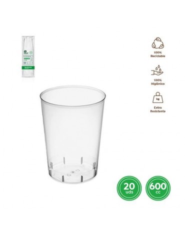 VASO PLASTICO TRANSPARENTE 600CC (PACK-20UND)
