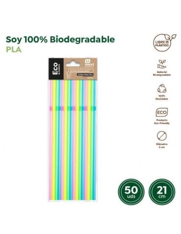 PAJITAS FLEXIBLES BIODEGRADABLES COLORES(PACK-50U)