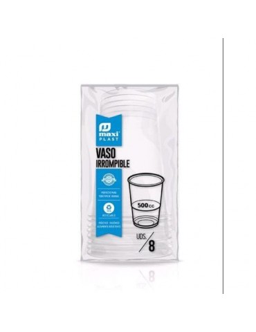 VASO PLASTICO TRANSPARENTE 500CC (PACK-8) 1218