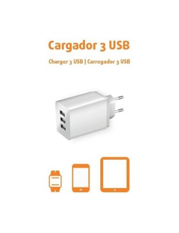 ENCHUFE CON 3 CARGADORES USB 420046