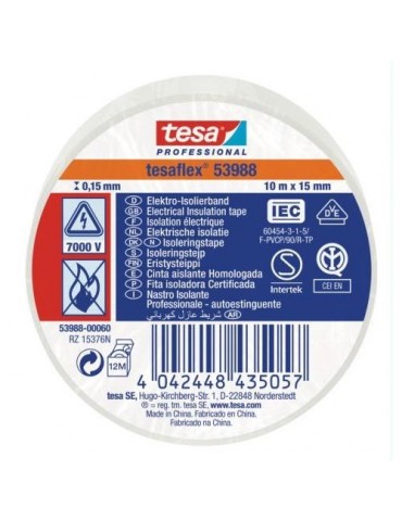 CINTA AISLANTE PROFESIONAL 10 M X 15 MM BLANCO