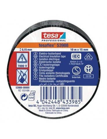 CINTA AISLANTE PROFESIONAL 10 M X 15 MM NEGRO