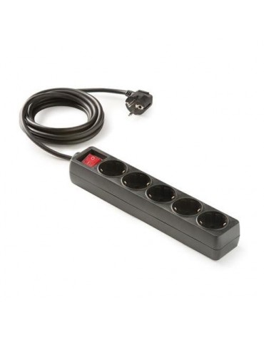 BASE 5 TOMAS TT C/INTERRUPTOR CABLE 1.5M. NEGRO