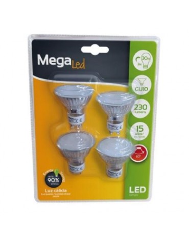 BOMBILLA GU10 GLASS 3 W. 230LUMEN (PACK-4)