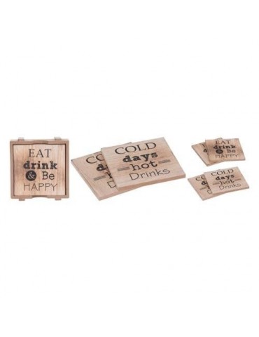 SET 4 POSAVASOS MADERA DECORADOS NB1401010