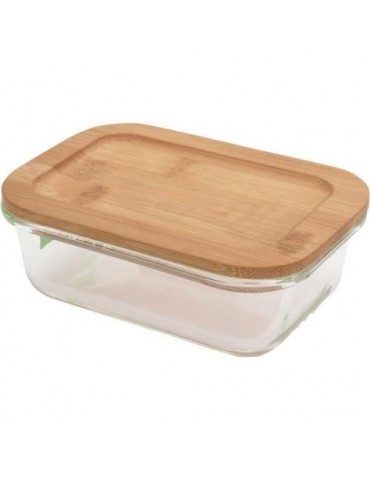 CONTENEDOR ALIMENTOS CRISTAL C/TAPA BAMBU 640ML.