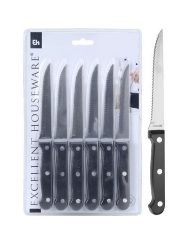 BLISTER 6 CUCHILLOS CARNE NEGRO
