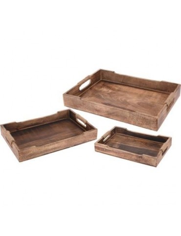 SET 3 BANDEJAS MADERA CON ASAS   A44710620