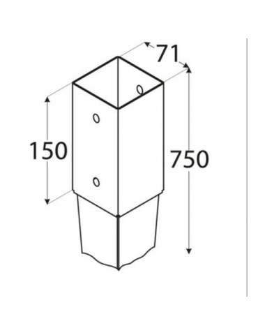 ANCLAJE PUNTA PARA POSTES 7X7 CM. 71X750X150 MM.