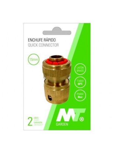 CONECTOR RAPIDO LATON CON STOP PARA MANGUERA 15MM