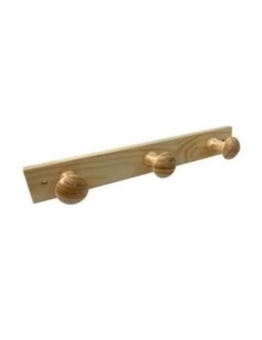 COLGADOR MADERA DE PINO 4 POMOS NATURAL
