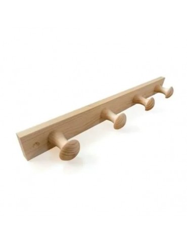 COLGADOR MADERA DE PINO 4 POMOS MIEL