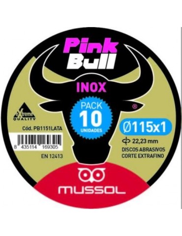 DISCO CORTE EXTRAF.INOX.PINK BULL 115 MM.(PACK-10)
